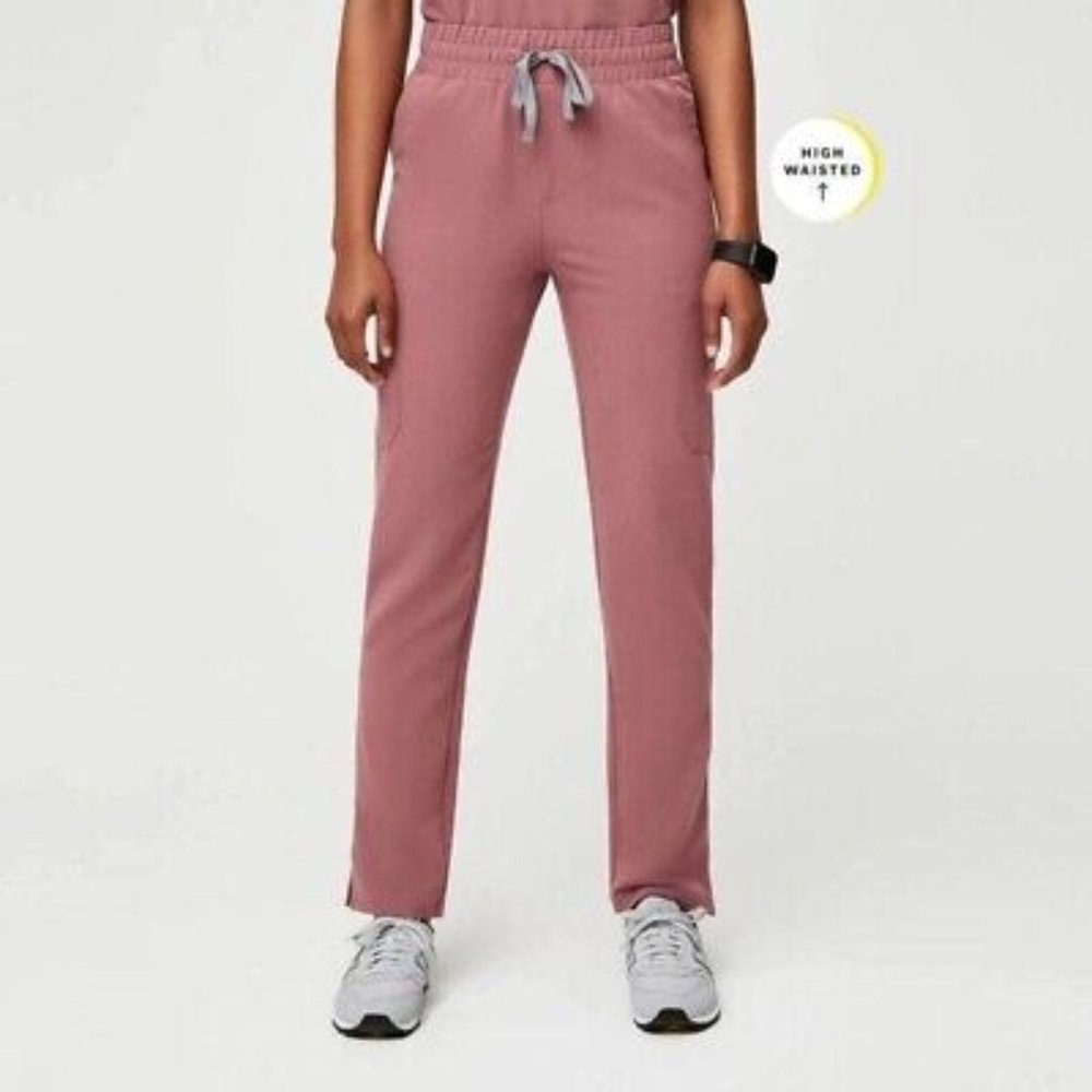NWT Figs Yola High Waisted Scrub Women Pants (PETITE XXS) - Mauve